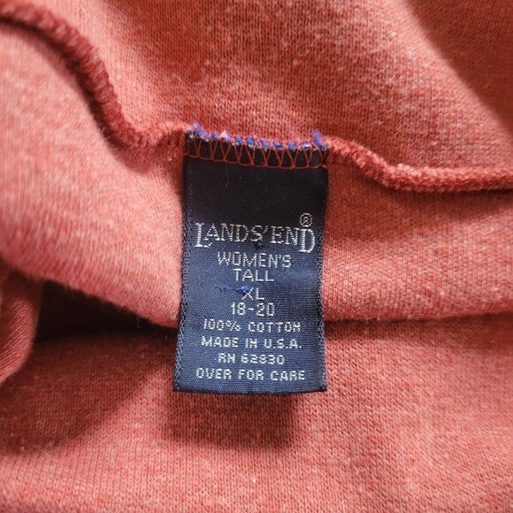 Lands End Womens Tall XL 18-20 Mock Neck Long Sleeve Top 100% Cotton Rust RedMad - Picture 2 of 4